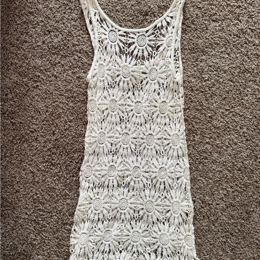 Forever 21 Cream Crochet Swim Cover-up